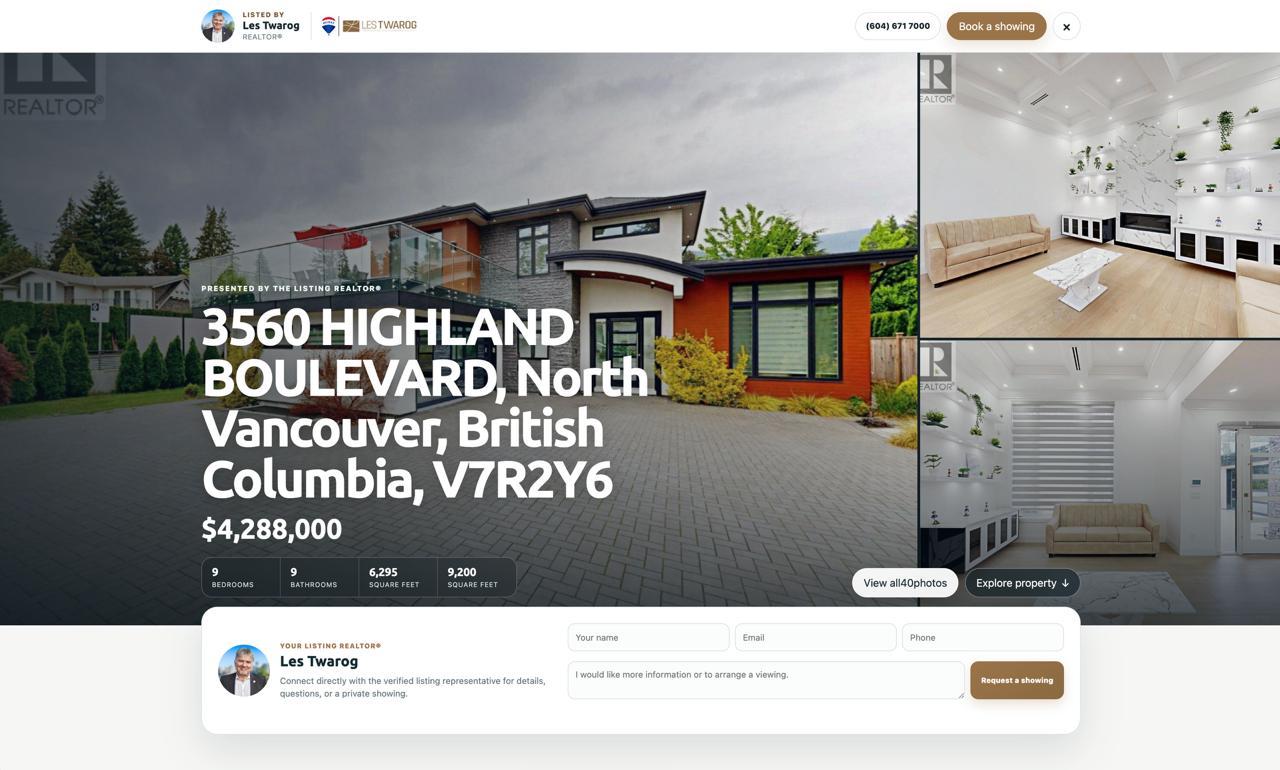 Focused RealtySuite landing page for an agent's own listing